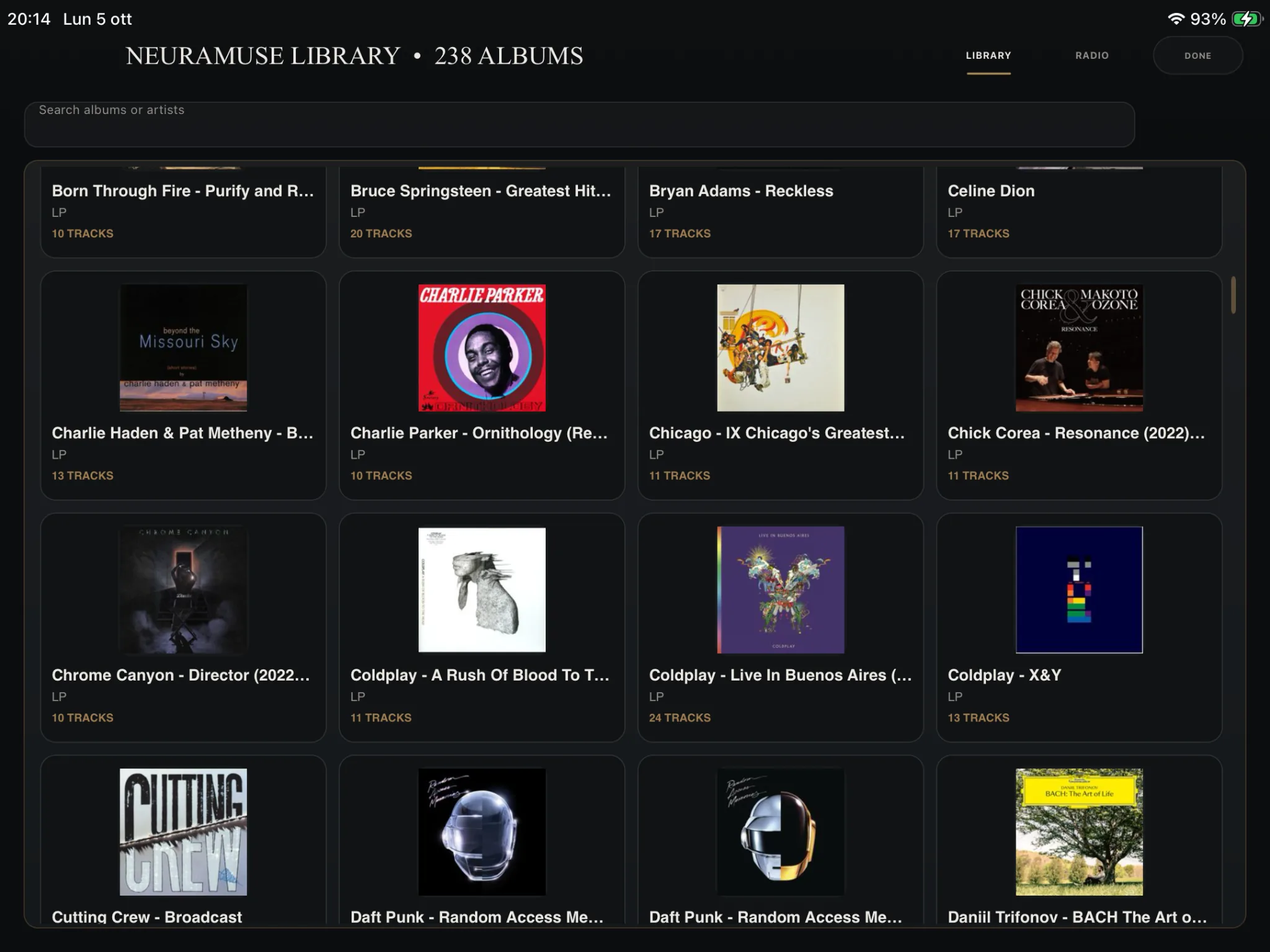Libreria album NeuraMuse su iPad