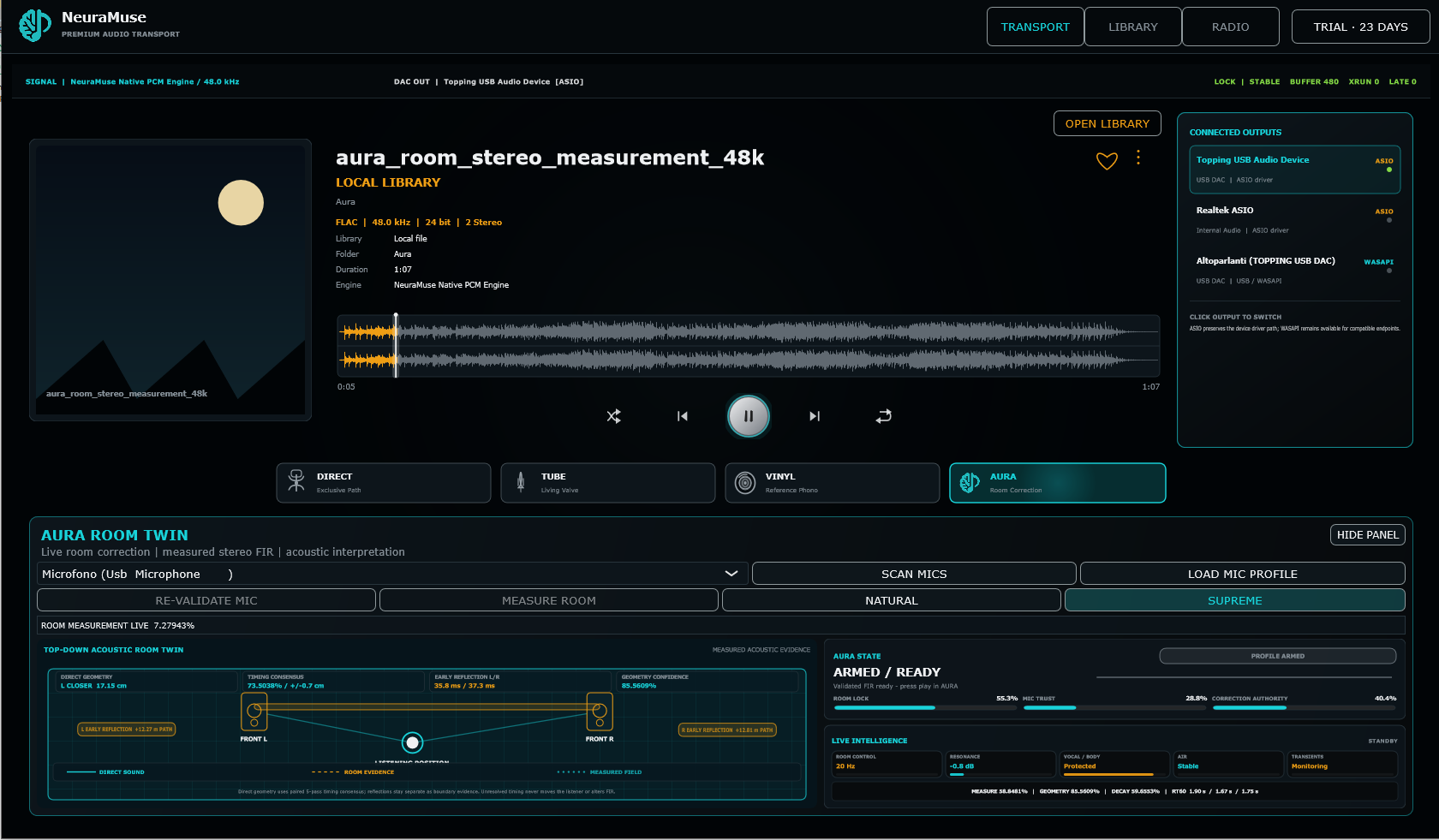 AURA stereo room measurement